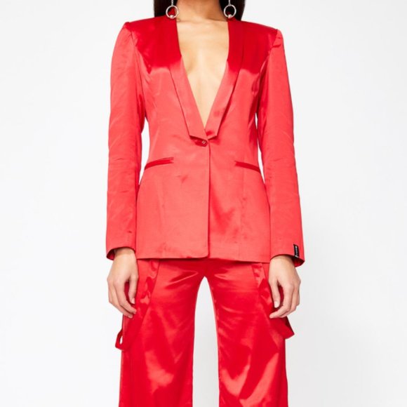 NWT Dolls Kill - Poster Grl Red Satin Blazer Size Large - Picture 2 of 12